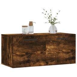 Berkfield Home Wall Cabinet Smoked Oak 80x36.5x35 cm Engineered Wood in Brown - thumbnail 1