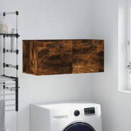 Berkfield Home Wall Cabinet Smoked Oak 80x36.5x35 cm Engineered Wood in Brown - thumbnail 2