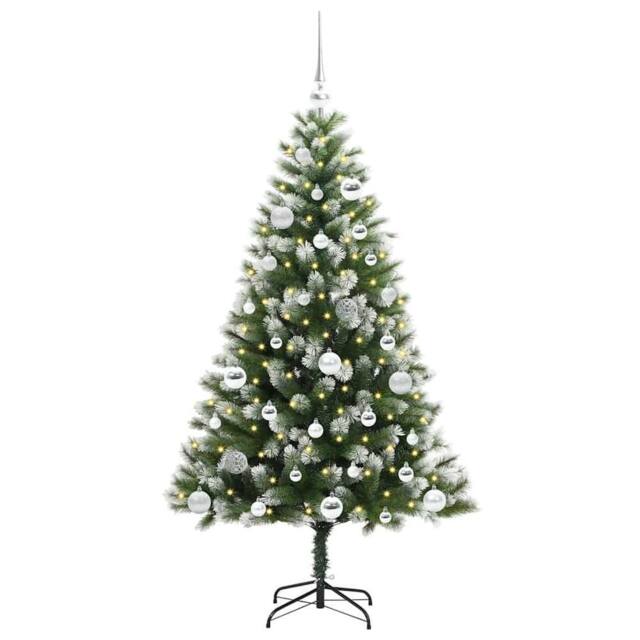 Berkfield Home Lush Artificial Hinged Christmas Tree with Flocked Snow 150 cm in Green - image 1