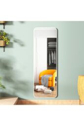 Living and Home Full Length Mirror with Rounded Corners Door Hanging White - thumbnail 2