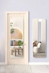 Living and Home Full Length Mirror with Rounded Corners Door Hanging White - thumbnail 1