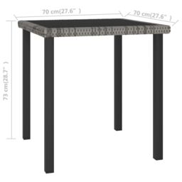 Berkfield Home Garden Dining Table Grey 70x70x73 cm Poly Rattan - Size: 70 x 70 x 73 cm - thumbnail 4