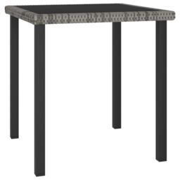 Berkfield Home Garden Dining Table Grey 70x70x73 cm Poly Rattan - Size: 70 x 70 x 73 cm - thumbnail 1