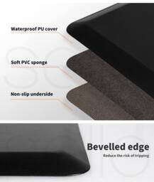 Marlow Anti Fatigue Mat Standing Desk Rug Kitchen Home Office Foam Black - thumbnail 3