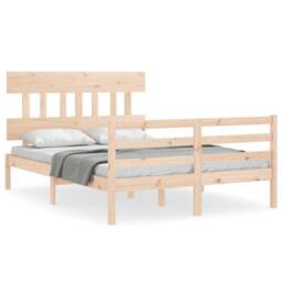 Berkfield Home Bed Frame without Mattress 140x190 cm Solid Wood in Light Tan - thumbnail 1