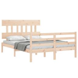 Berkfield Home Bed Frame without Mattress 140x190 cm Solid Wood in Light Tan - thumbnail 4