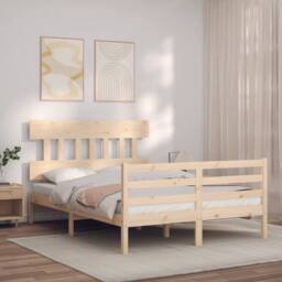 Berkfield Home Bed Frame without Mattress 140x190 cm Solid Wood in Light Tan - thumbnail 2