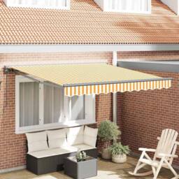 Berkfield Home Retractable Awning Manual Yellow & White 300x250 cm in Orange - thumbnail 2