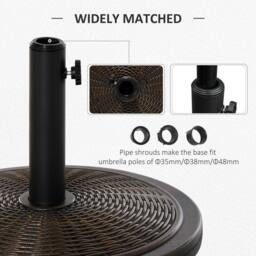 OUTSUNNY 13kg Cement Parasol Base Stand Fits 35mm/38mm/48mm Poles, Black in Brown - thumbnail 5
