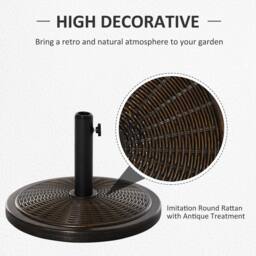 OUTSUNNY 13kg Cement Parasol Base Stand Fits 35mm/38mm/48mm Poles, Black in Brown - thumbnail 4
