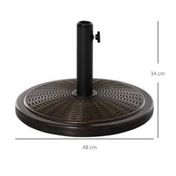 OUTSUNNY 13kg Cement Parasol Base Stand Fits 35mm/38mm/48mm Poles, Black in Brown - thumbnail 3