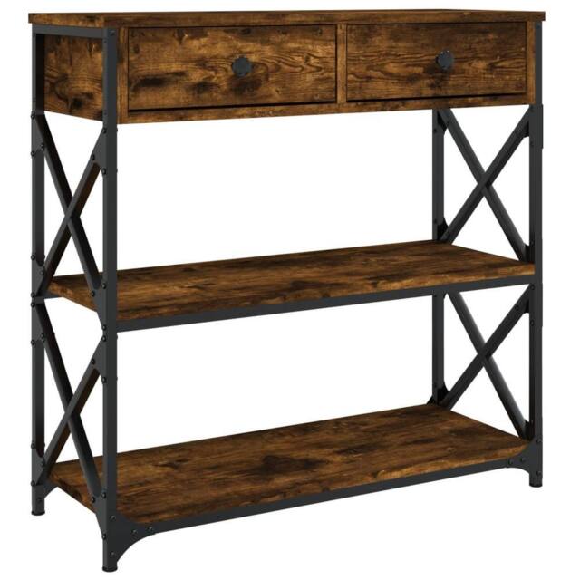 Berkfield Home Console Table Smoked Oak 75x28x75 cm Engineered Wood in Brown - Size: 75 x 28 x 75 cm - image 1