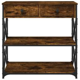 Berkfield Home Console Table Smoked Oak 75x28x75 cm Engineered Wood in Brown - Size: 75 x 28 x 75 cm - thumbnail 6