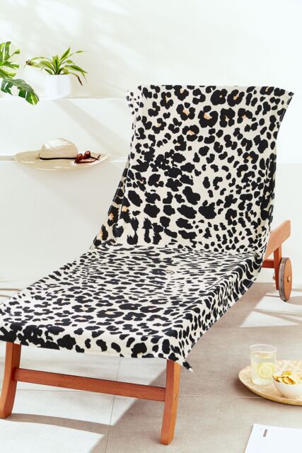 Catherine Lansfield 'Leopard' Cotton Beach Sun Lounger Towel in Natural - image 1