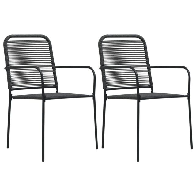 Berkfield Home Garden Chairs 2 pcs Cotton Rope & Steel Black - image 1