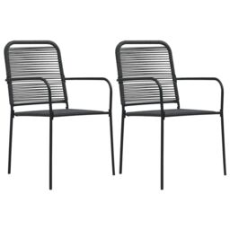 Berkfield Home Garden Chairs 2 pcs Cotton Rope & Steel Black
