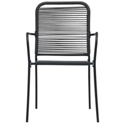 Berkfield Home Garden Chairs 2 pcs Cotton Rope & Steel Black - thumbnail 3