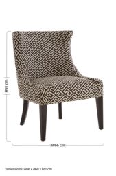 Orsina Greek Key Design Wingback Lounge Chair, Black & Beige Jacquard Upholstery, Solid Birchwood Legs - thumbnail 3