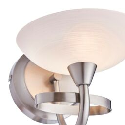 Loops 2 PACK Dimming LED Wall Light Satin Chrome & White Lined Glass Vintage Lamp - thumbnail 5
