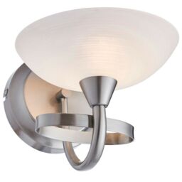 Loops 2 PACK Dimming LED Wall Light Satin Chrome & White Lined Glass Vintage Lamp - thumbnail 2
