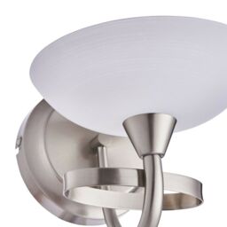 Loops 2 PACK Dimming LED Wall Light Satin Chrome & White Lined Glass Vintage Lamp - thumbnail 4