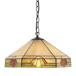 Loops Tiffany Glass Hanging Ceiling Pendant Light Bronze & Amber Art Deco Shade i00146 in Clear - thumbnail 4