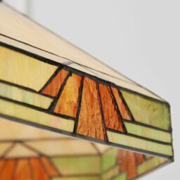 Loops Tiffany Glass Hanging Ceiling Pendant Light Bronze & Amber Art Deco Shade i00146 in Clear - thumbnail 3