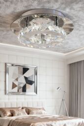 Living and Home Modern Crystal Flush Mount Ceiling Light