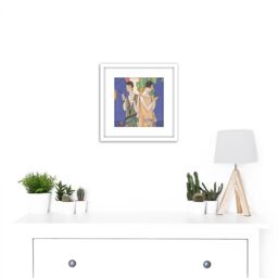 Artery8 Taste Beauty Women Leaves Smoking 1926 Painting 8X8 Inch Square Wooden Framed Wall Art Print Picture with Mount in White - thumbnail 2