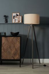 BHS Lighting Keeley Wooden Tripod Floor Lamp in Dark Brown - thumbnail 4