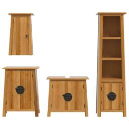 Berkfield Home 4 Piece Bathroom Furniture Set Solid Wood Pine in Brown - thumbnail 5