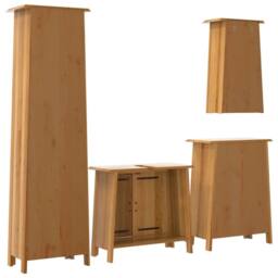 Berkfield Home 4 Piece Bathroom Furniture Set Solid Wood Pine in Brown - thumbnail 7