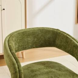 Direct Wicker Chenille 360 Degrees Swivel Armchair with Fabric Covered Wooden Base in Green - Size: 1 Pack - thumbnail 3