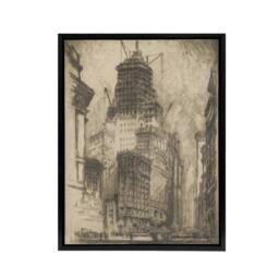 "Artery8 J Pennell Standard Oil Building With Scaffolding Framed Canvas Art in Grey - Size: W12"" x H16""" - thumbnail 1