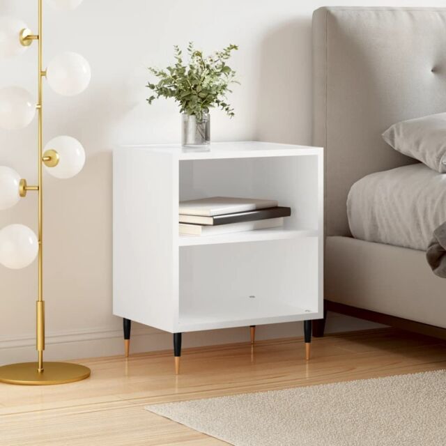 Berkfield Home Bedside Cabinet High Gloss White 40x30x50 cm Engineered Wood - Size: 40 x 30 x 50 cm - image 1