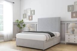 "Sloomy Manhattan Plush Divan Set 4 Drawers-54"" Headboard in Silver - Size: Super King" - thumbnail 3