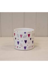 KDMD Cream & Burgundy Love Heart Pot - Small - thumbnail 1