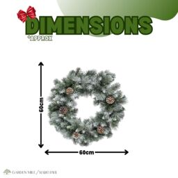 Marco Paul Large Christmas Wreath Snow Flocked With Pinecones Christmas in Green - thumbnail 2
