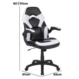 VOGREX White X10 Adjustable Height Padded Racing Gaming Chair - thumbnail 2