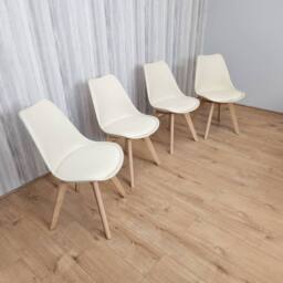 KOSY KOALA 140cm Dining Table with Metal Hairpin Legs & 4 Cream Dining Chairs Set in Brown - thumbnail 5