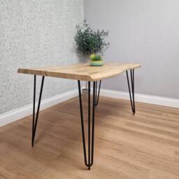 KOSY KOALA 140cm Dining Table with Metal Hairpin Legs & 4 Cream Dining Chairs Set in Brown - thumbnail 3