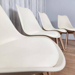 KOSY KOALA 140cm Dining Table with Metal Hairpin Legs & 4 Cream Dining Chairs Set in Brown - thumbnail 7