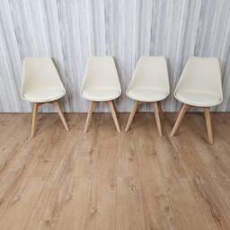 KOSY KOALA 140cm Dining Table with Metal Hairpin Legs & 4 Cream Dining Chairs Set in Brown - thumbnail 6