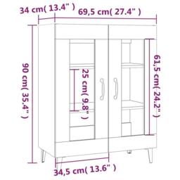 Berkfield Home Sideboard Grey Sonoma 69.5x34x90 cm Engineered Wood - thumbnail 9