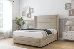 "Sloomy Sterling Coniston Divan Set No Drawers-54"" Wingback-Footboard in Cream - Size: Small Single" - thumbnail 3