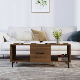 Berkfield Home Coffee Table Brown Oak 102x50x40 cm Engineered Wood - Size: 102 x 50 x 40 cm - thumbnail 1