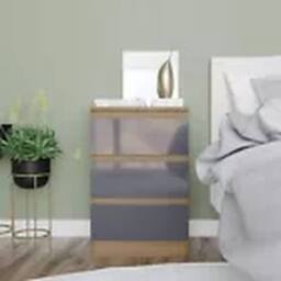 Havendro Oak + Grey 3 Drawer Wooden Bedroom Chest Cabinet No Handle - thumbnail 3