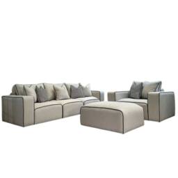 Stratus Interiors Sloane 2-Tone Modular Sofa - Custom Contrast Piping - Set in Cream - thumbnail 2