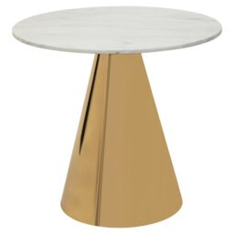 Orsina Azalea Round Marble Top Dining Table in Gold - thumbnail 2