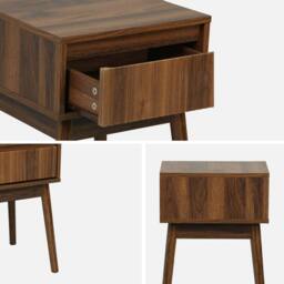 sweeek Wood Decor 1 Drawer Bedside Table (set Of 2) in Dark Brown - thumbnail 2